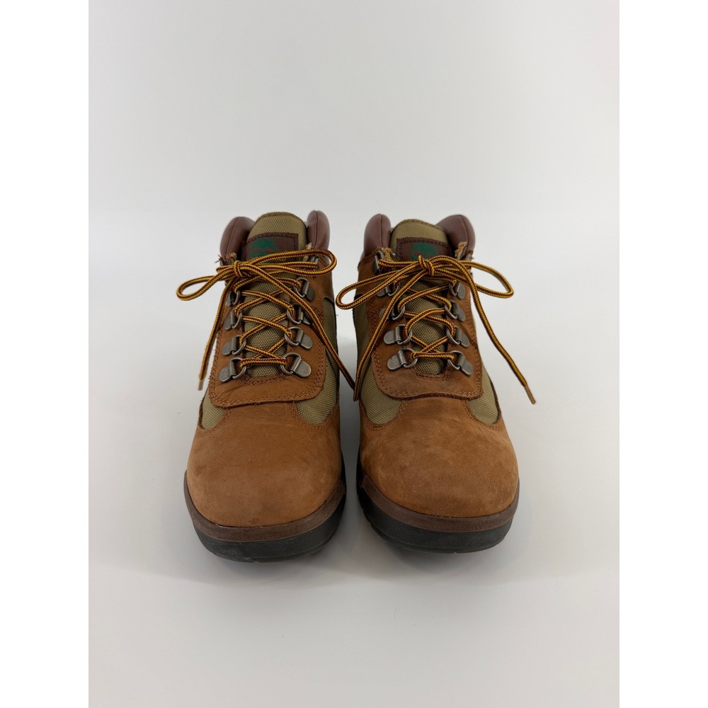 Timberland Field Boots Brown Olive Green Leather Textile Boys Size 4 A0391
